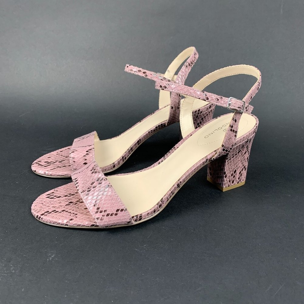 Bandolino Aria Block Heel Sandals Snake Print NEW